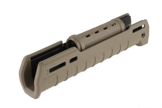 The Magpul Zhukov-U FDE Handguard features a textured polymer shell